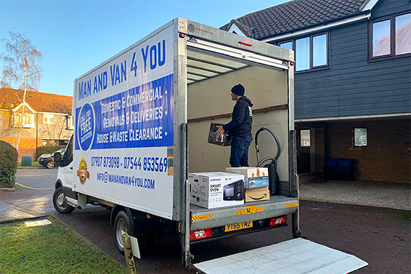 Loading items into the van.