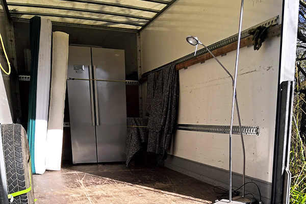 Moving a large double door fridge and other items.