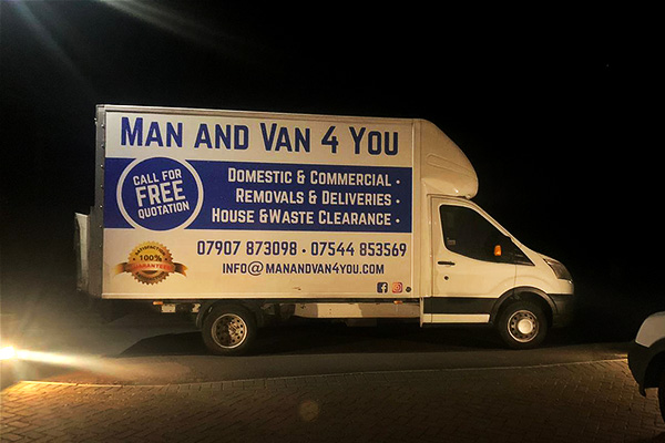 Man and Van 4 You's van at night.